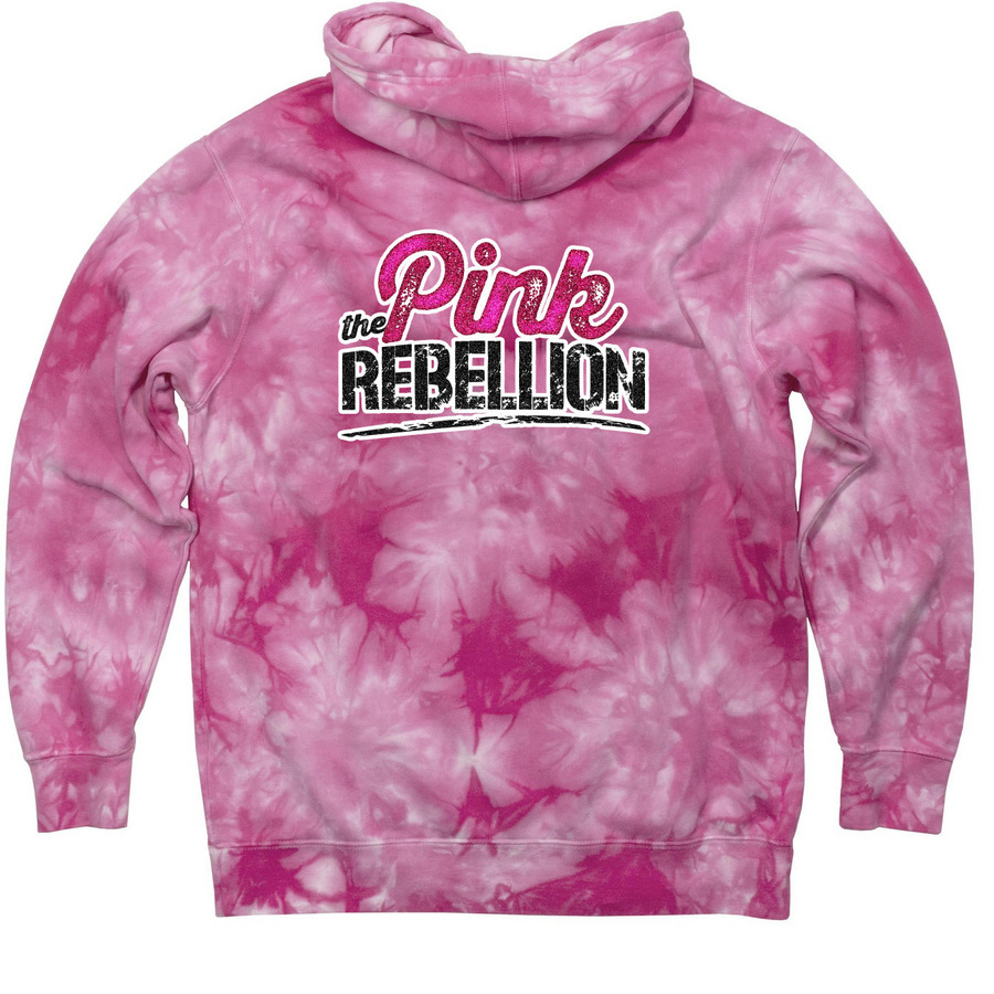 Pink Rebellion Hoodie, a Pink Tie Dyed Pullover Hoodie (back-view)