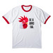 Be a Good Egg - Punk Ringer Tee, a White/ Red Cotton Ringer Tee