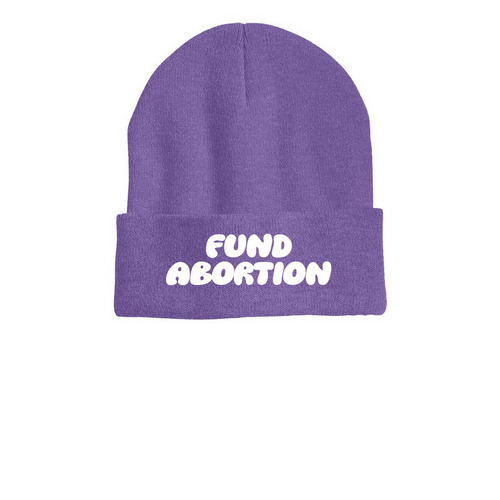 fund abortion beanie, a Heather Purple Printed Cuffed Beanie