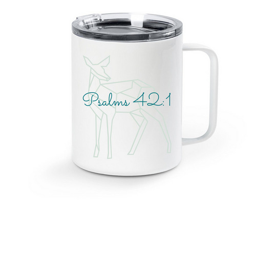 As the Deer, a White Stainless Steel Travel Mug