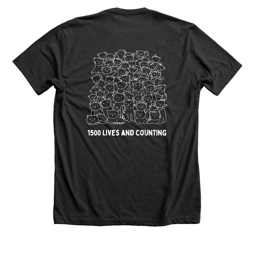 2026 HAPPYKATS&nbsp;, a Dark Grey Heather Premium Unisex Tee (back-view)
