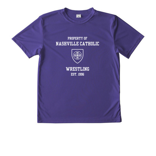 Youth Wrestling Purple Performance T-shirt, a Purple Youth Performance Tee