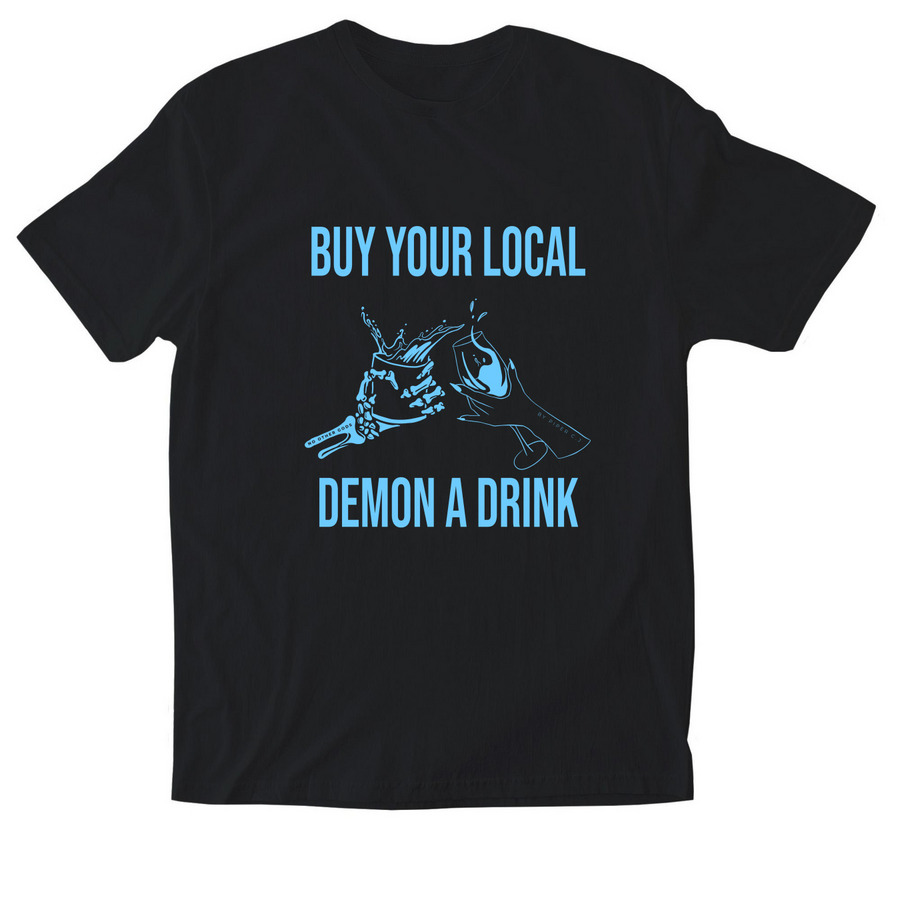 DEMONIC DRINKS, a Black Softstyle Cotton Tee