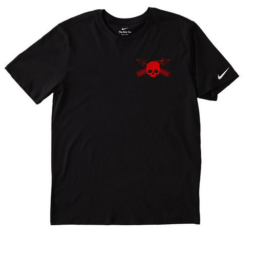 athletic front and back red logo, a Black Nike Dri-FIT Jersey Blend Performance Tee