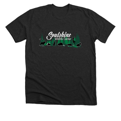 Soulshine Wildlife Center, White Lettering, a Dark Grey Heather Premium Unisex Tee