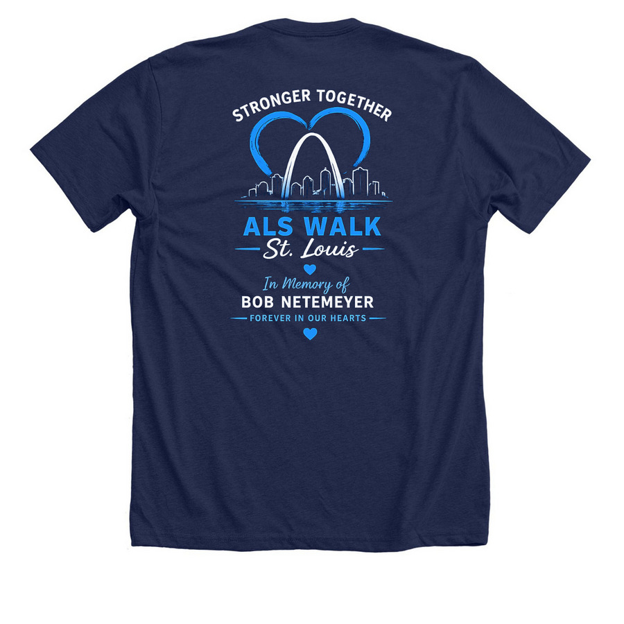 Team Lyle ALS walk shirt, a Solid Navy Blend Premium Unisex Tee (back-view)
