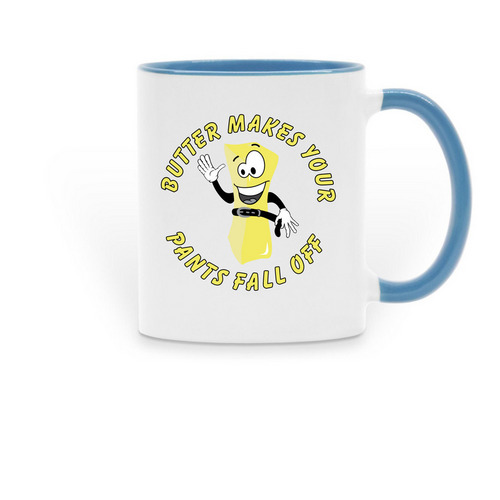 Butter Bob Coffee Mug, a Light Blue Two-Tone Ceramic Mug