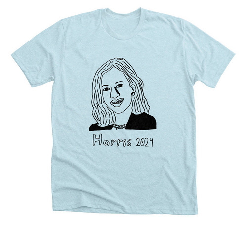 Kids for Kamala Adult Tee X Grey, a Heather Ice Blue Premium Unisex Tee