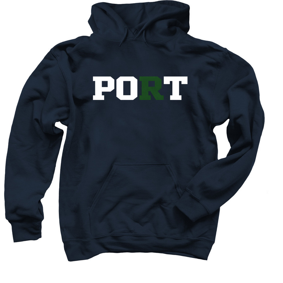 Rooting for Robbie White Port, a Navy Pullover Hoodie