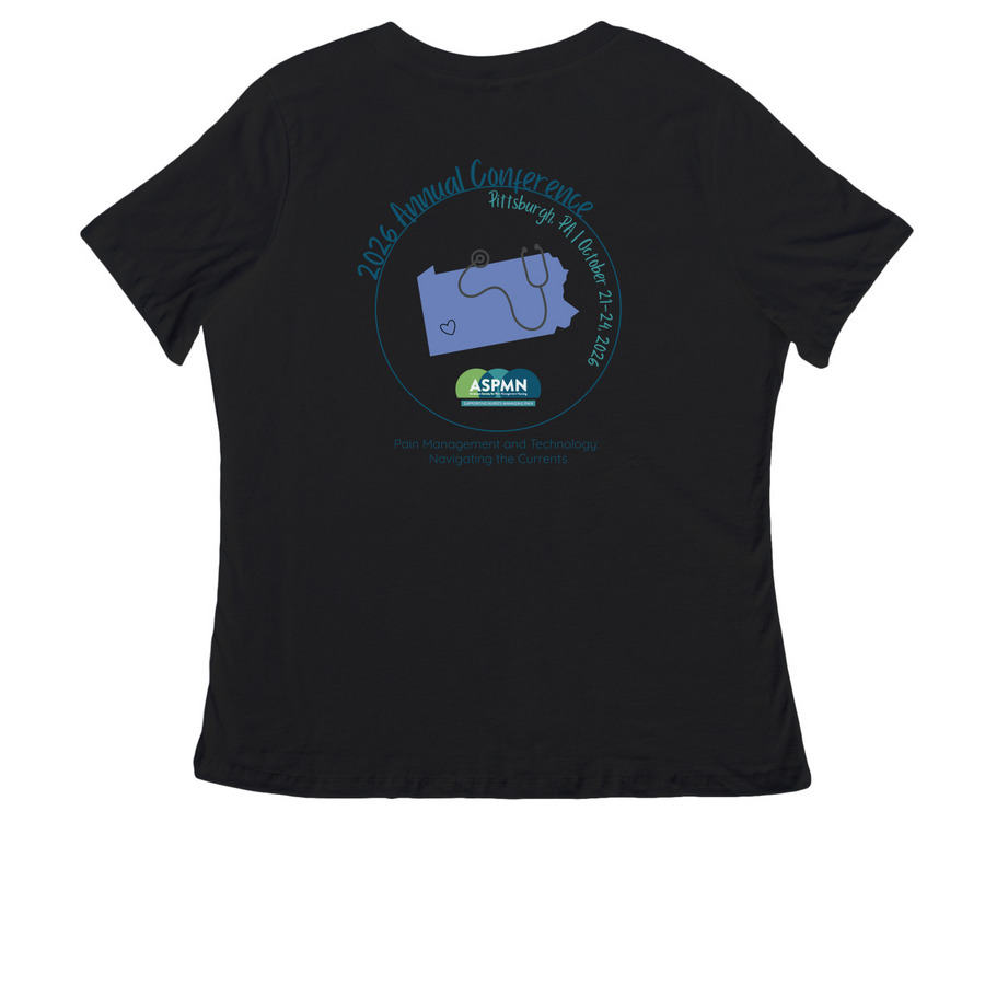 ASPMN 2026, a Black Women's Relaxed V-Neck Tee (back-view)