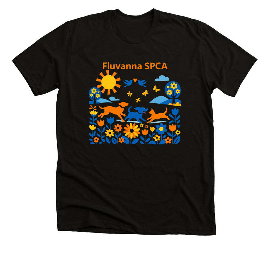 Happy Tails, a Black Heather Premium Unisex Tee