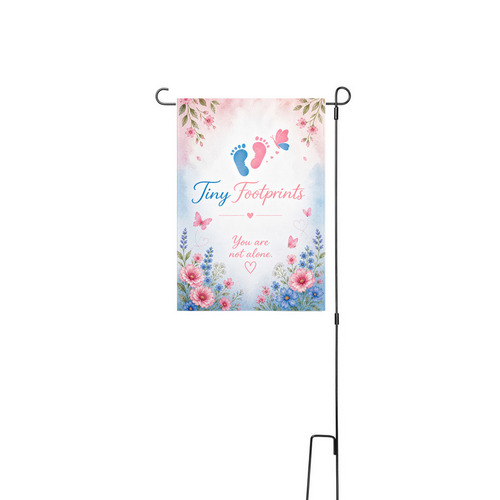 Tiny Footprints Awareness Flag, a White 12" x 18" Yard Flag with Stake