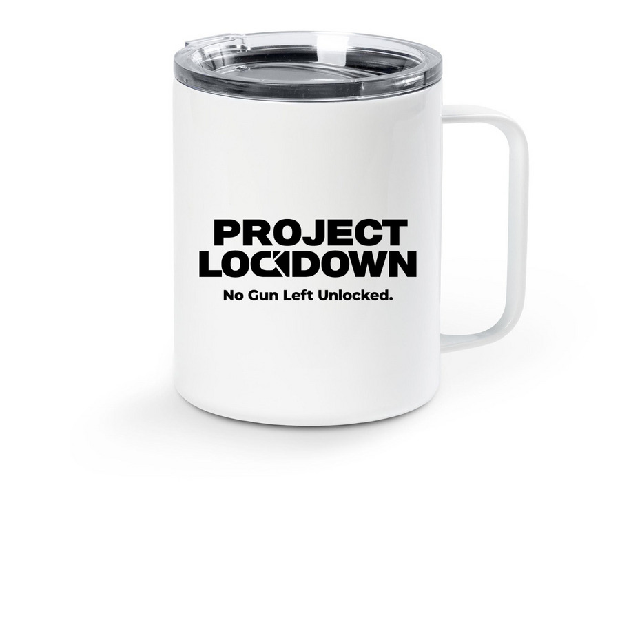 Project Lockdown, a White Stainless Steel Travel Mug