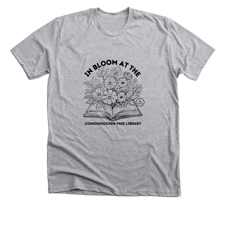 In Bloom at the Library, a Athletic Heather Premium Unisex Tee