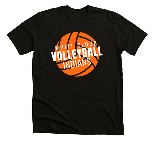 White Cloud Volleyball, a Black Heather Premium Unisex Tee