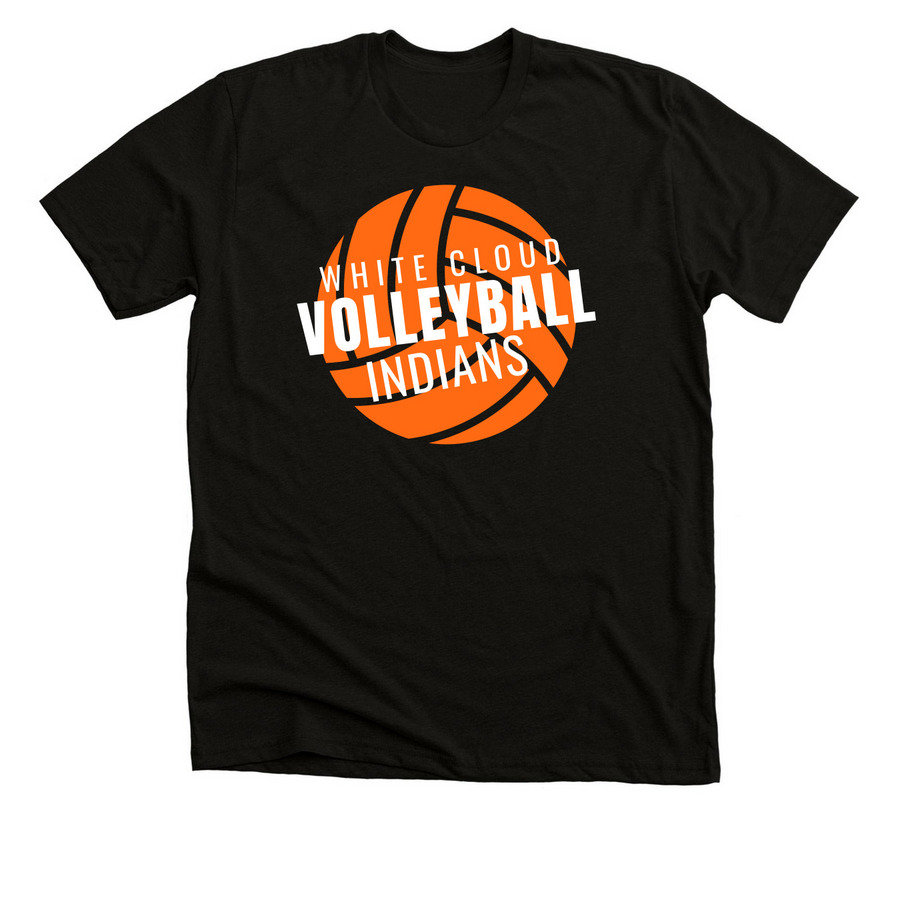 White Cloud Volleyball, a Black Heather Premium Unisex Tee