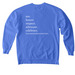 Support a Dedicated Kalamazoo Member in Need, a Flo Blue Comfort Colors Crewneck Sweatshirt (back-view)