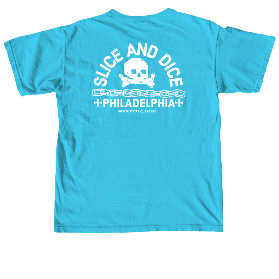 ?ICEE HOT?, a Lagoon Blue Comfort Colors Unisex Tee (back-view)