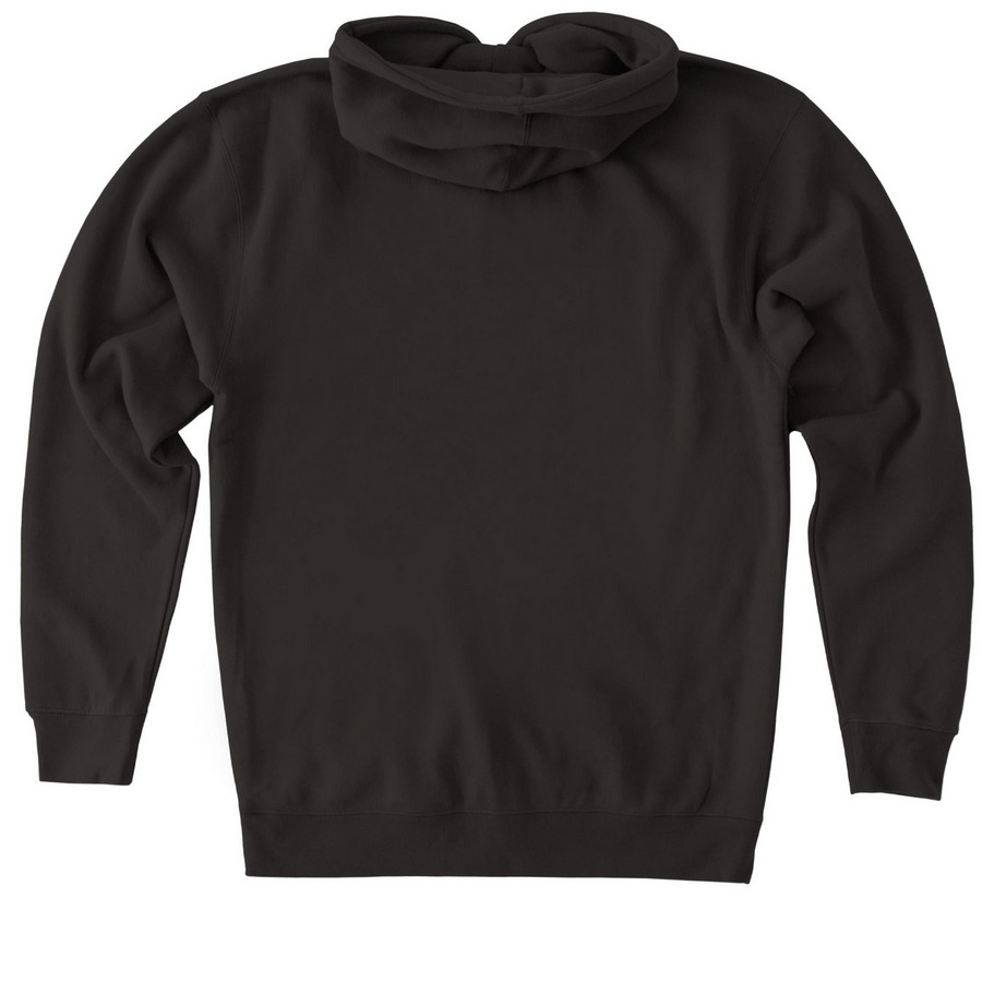 Pig Yoga Zip-Ups Campaign, a Black Heavyweight Zip Up Hoodie (back-view)