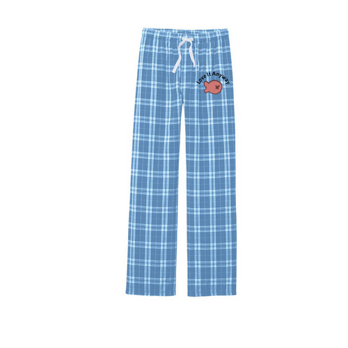 Shark Fish - Pyjama Pants, a True Navy/ Carolina Blue Flannel Pajama Pant