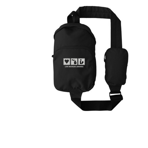 Love MI Libraries Sling Bag, a Black Grove Sling Bag