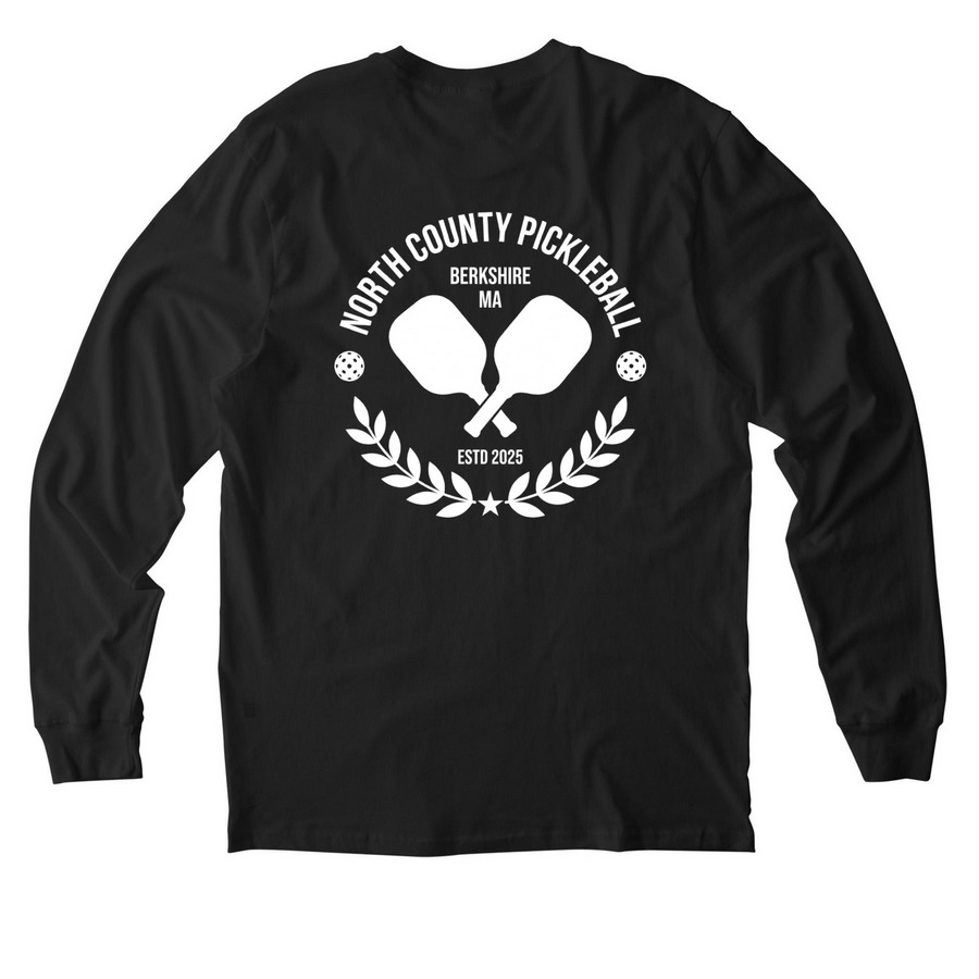 North County Pickleball Logo Shirts, a Deep Black Allmade Organic Cotton Long Sleeve Tee (back-view)