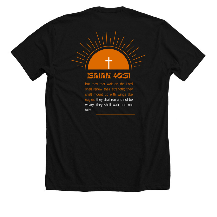 Isaiah 40:31 Shirt, a Solid Black Blend Premium Unisex Tee (back-view)