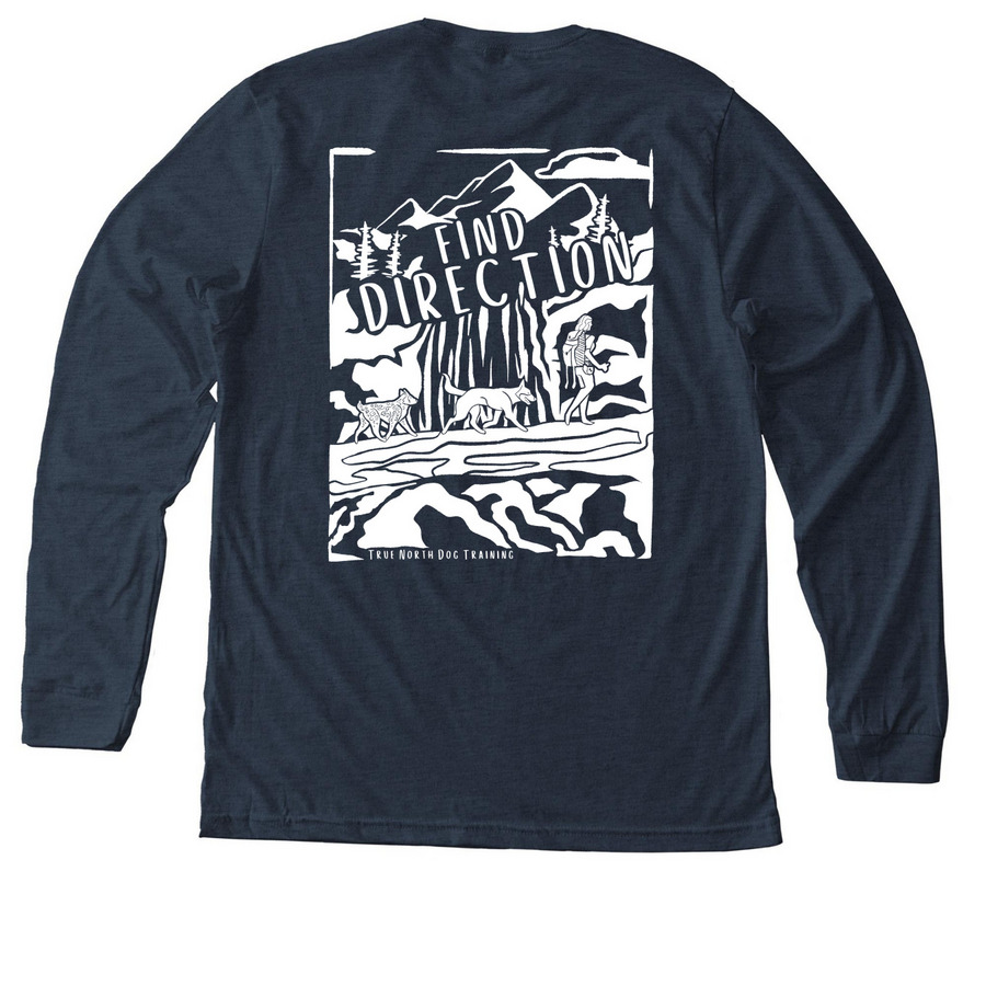 True North Dog Training - Light&nbsp;, a Heather Midnight Navy Premium Long Sleeve Tee (back-view)