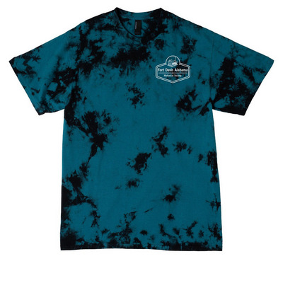 Cool Summer T Colors, a Black/ Teal Crystal Tie Dye Tee