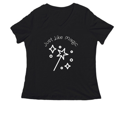 Just Like Magic, a Black Women's Relaxed V-Neck Tee