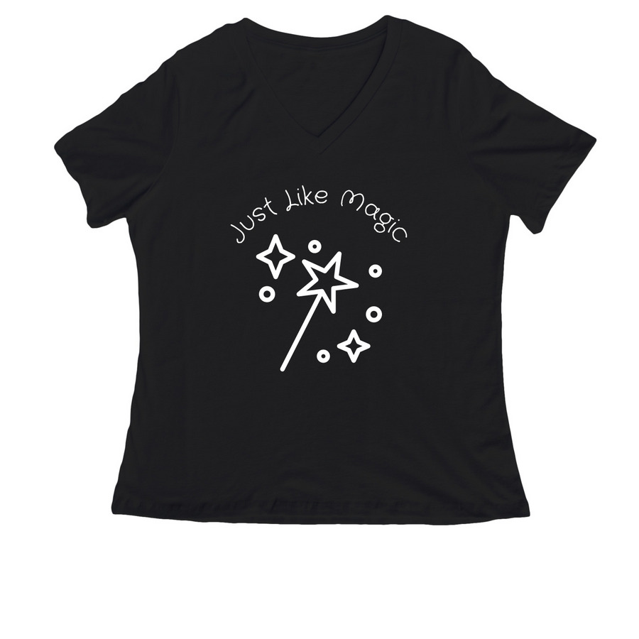 Just Like Magic, a Black Women's Relaxed V-Neck Tee