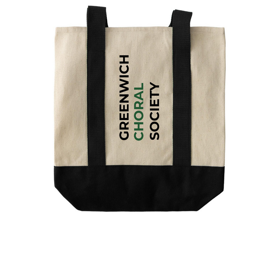 GCS 100 Tote Bag, a Natural/Black Two-Tone Grocery Tote Bag (back-view)