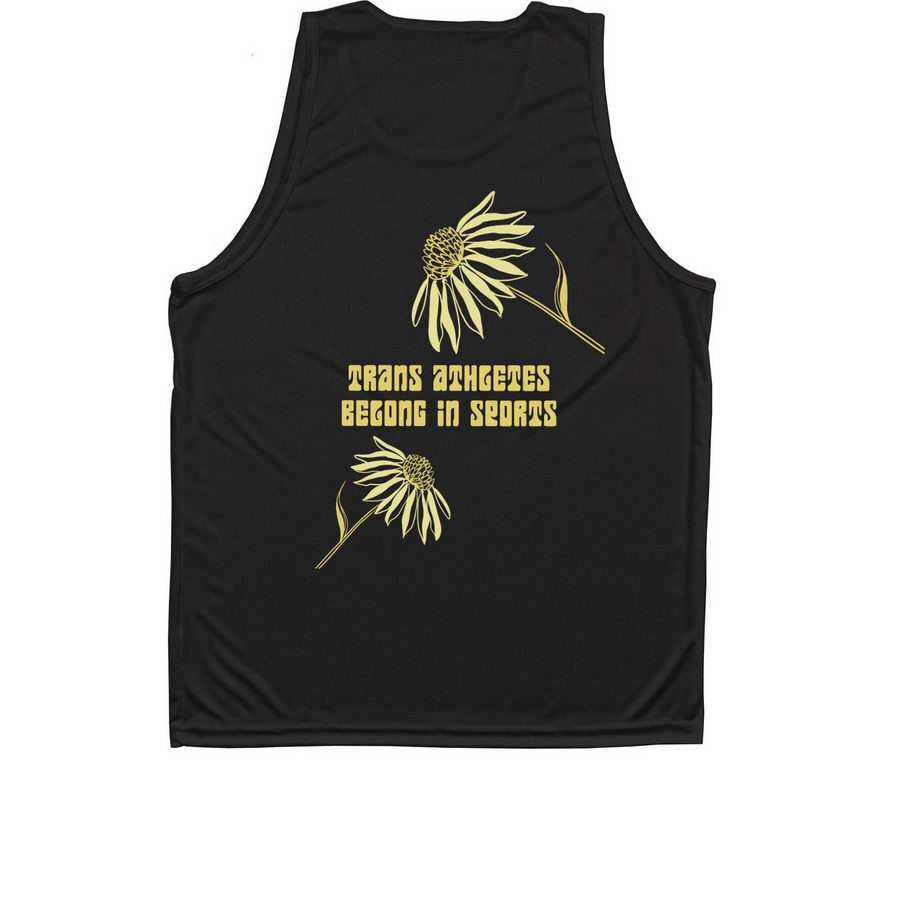 Trans Athletes, a Black Unisex Performance Tank (back-view)