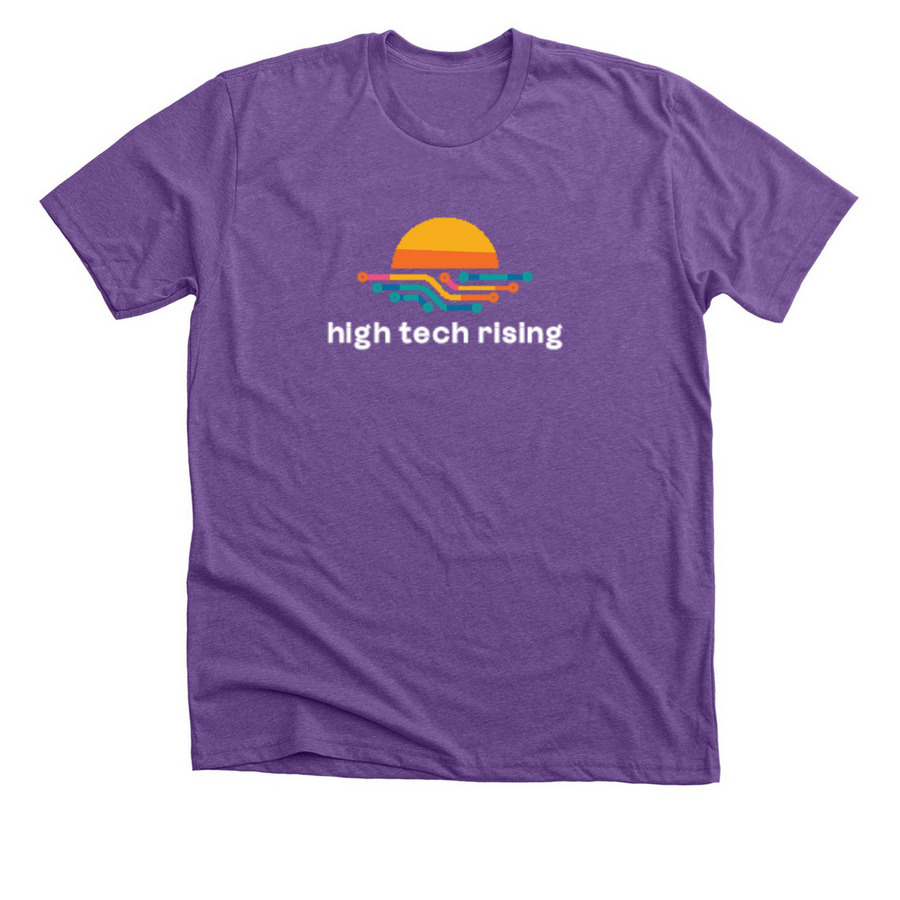 Wear High Tech Rising, a Heather Team Purple Premium Unisex Tee