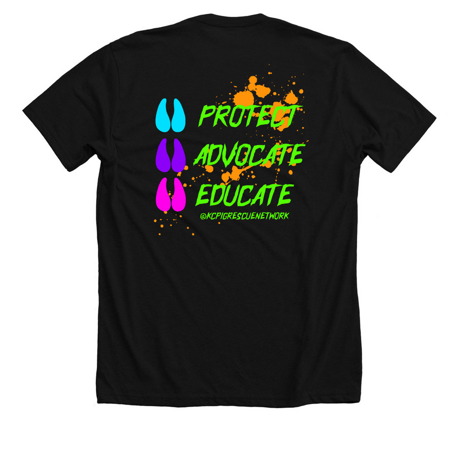 KCPRN - Be Cool, Save Pigs, a Solid Black Blend Premium Unisex Tee (back-view)