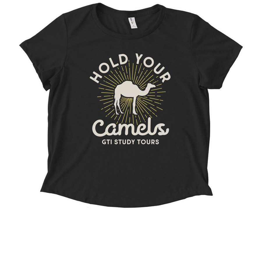 Hold Your Camels Design, a Deep Black Allmade Eco Triblend Women?s Scoop Neck Tee