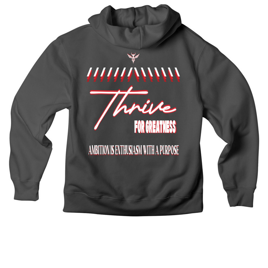 THRIVE LINE - RED, a Asphalt Premium Heavyweight Pullover Hoodie (back-view)