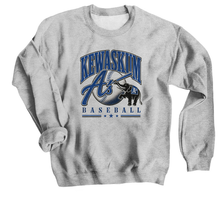 Kewaskum A's Baseball Line, a Sport Grey Crewneck Sweatshirt