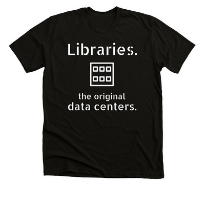 Data Centers? Try a book., a Black Heather Premium Unisex Tee