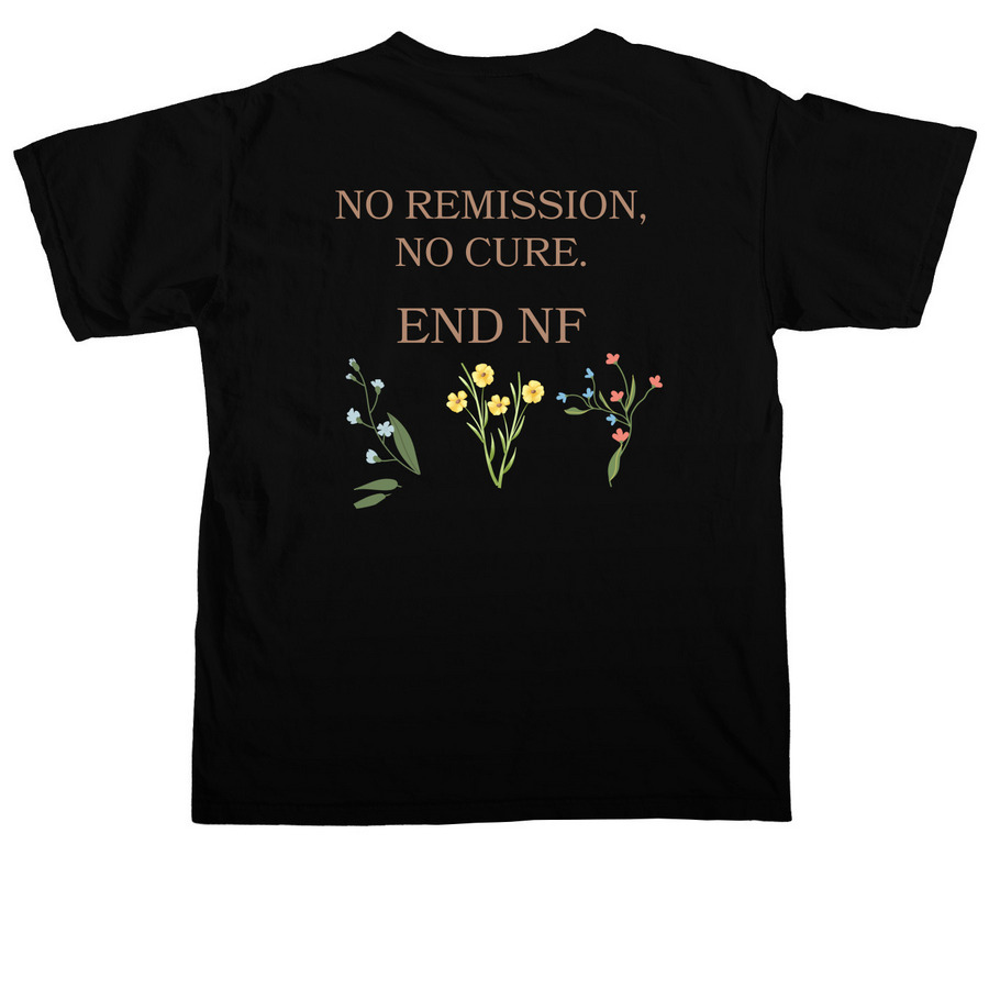 END NF left pocket -Thin Line, Floral Ribbon&nbsp;, a Black Comfort Colors Unisex Tee (back-view)