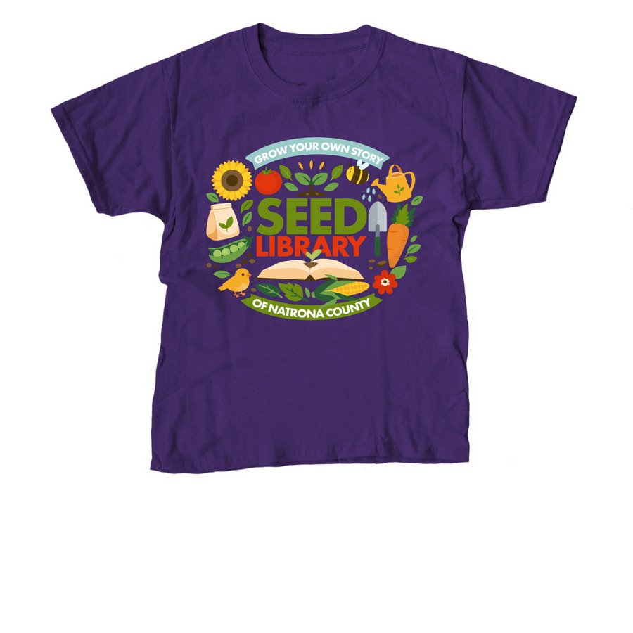 Grow Your Own Story, a Purple Youth Unisex Tee