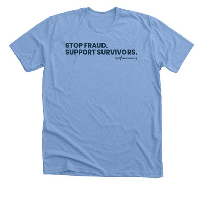 Stop Fraud. Support Survivors. - Light, a Heather Carolina Blue Premium Unisex Tee
