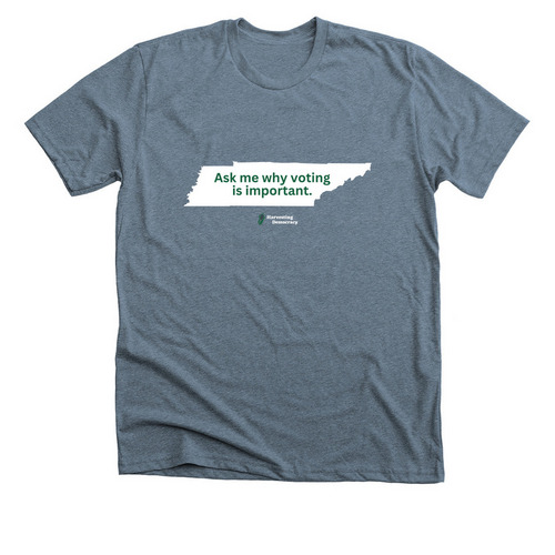Ask me why voting is important., a Heather Slate Premium Unisex Tee