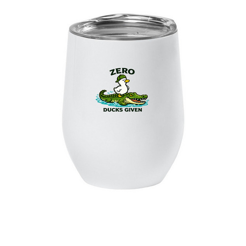 Zero Ducks Given Croc Edition Wine Tumbler, a White Insulated Wine Cup