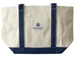 Upstate Tote Bag with Seal, a Natural/Navy Large Two-Tone Canvas Tote Bag