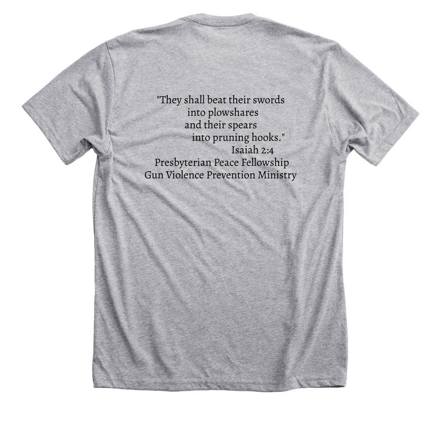 PPF Guns to Gardens Ministry, a Athletic Heather Premium Unisex Tee (back-view)