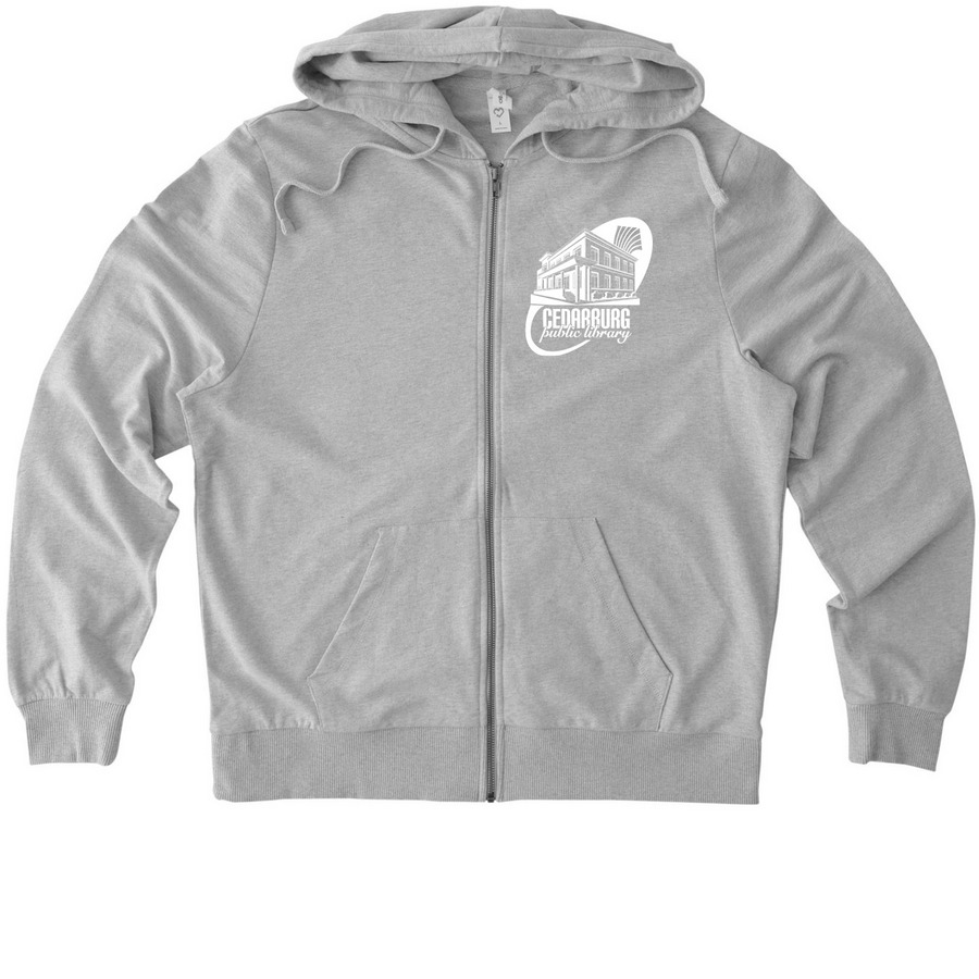 Zip Up. Cedarburg Library Love., a Granite Grey Heather Allmade Organic French Terry Zip Up Hoodie