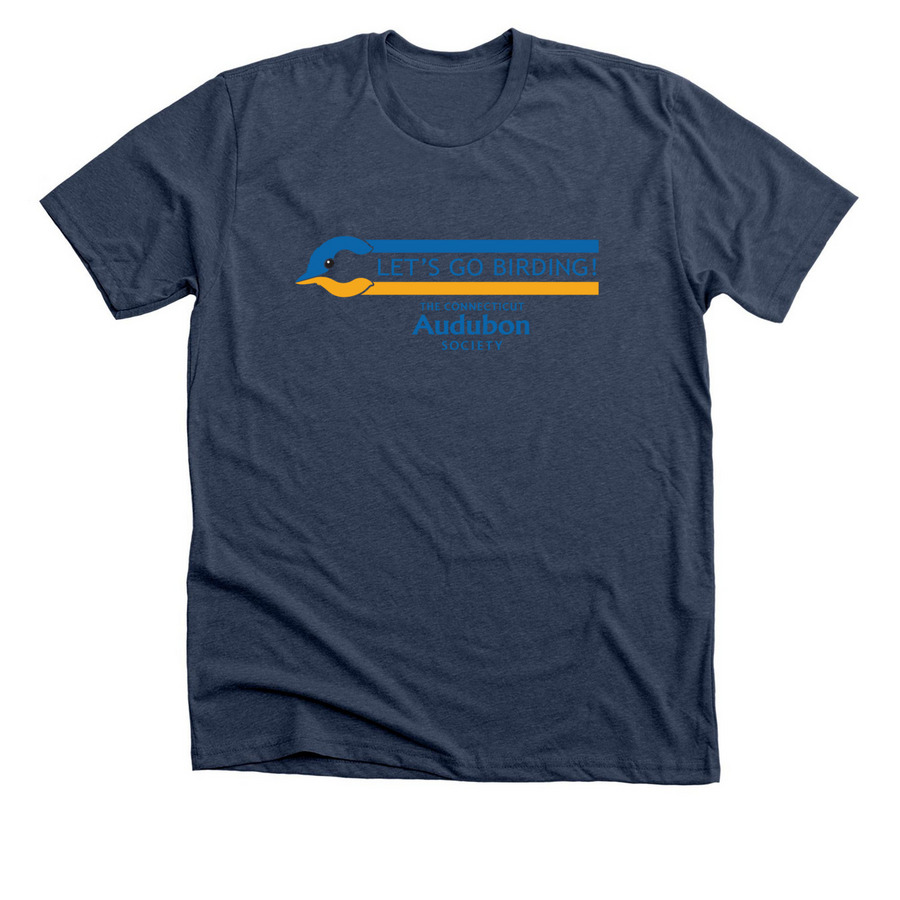 Let's Go Birding, a Heather Navy Premium Unisex Tee