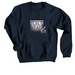 AM I REAL? TV Graphic, a Navy Crewneck Sweatshirt