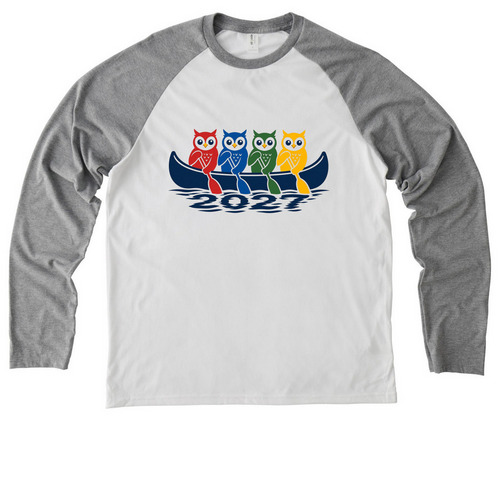 Whoo Canoes?, a Aluminum Grey/ Bright White Allmade Eco Triblend Colorblock Raglan Long Sleeve Tee